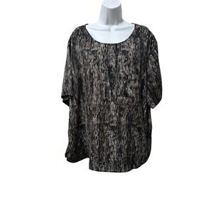 Nordstrom Rack Abstract Print Pocket Tunic Top Women's 2X Black Gold